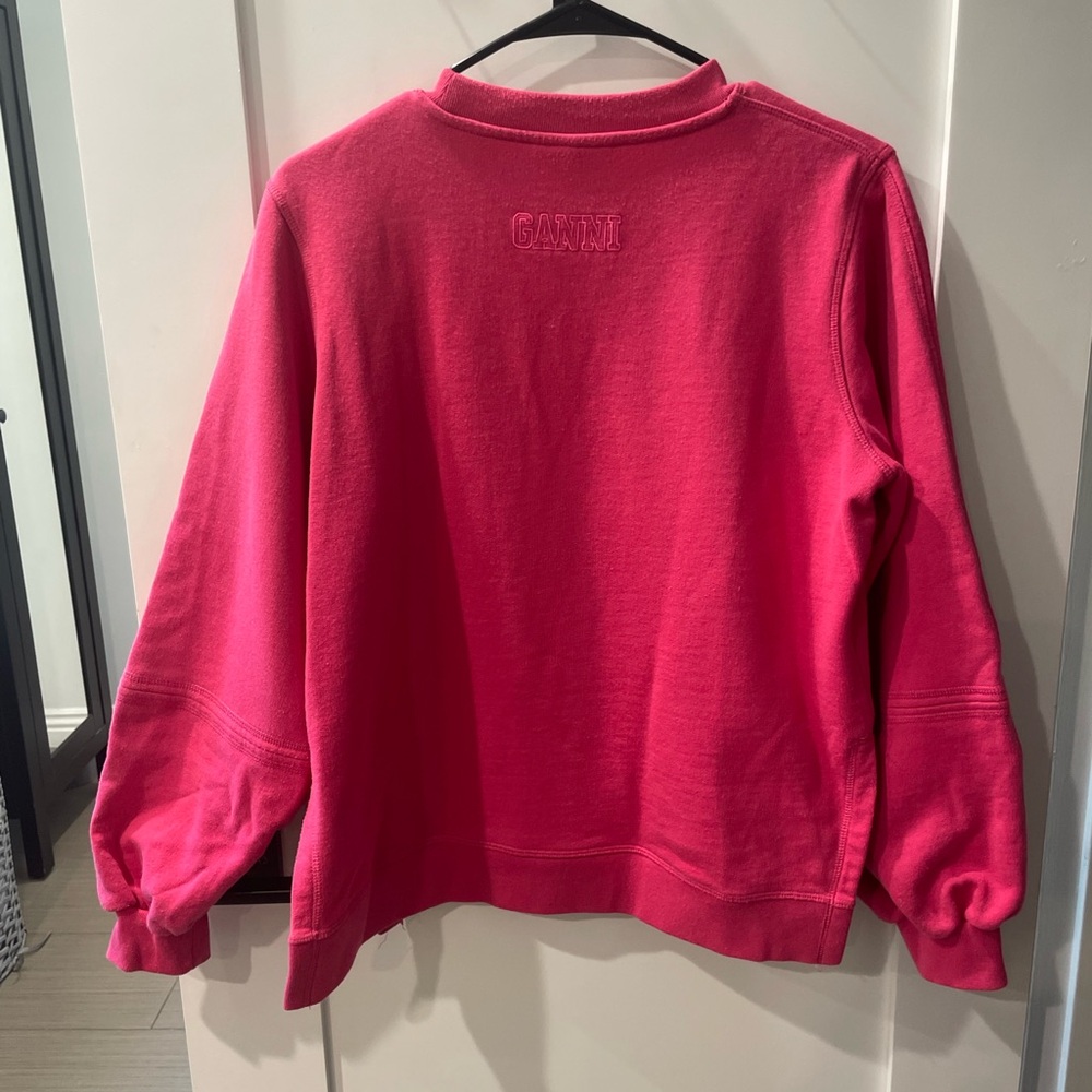 Ganni Pink Crew Neck Sweatshirt - Picture 2 of 5